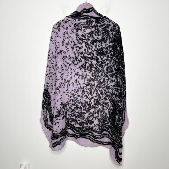 STINE GOYA Wool Scarf Malis Shawl Purple Black Abstract Winter Maximalist Wrap - Picture 4 of 6